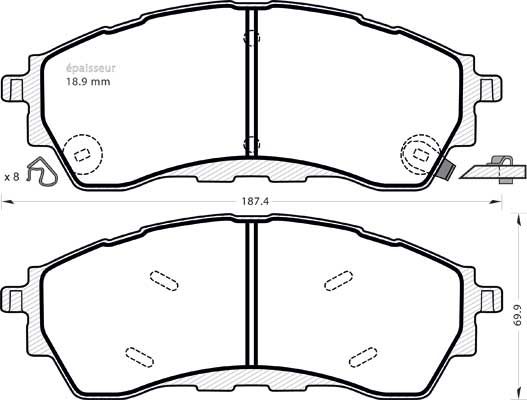 Jeu de plaquettes de frein - 1402 MGA