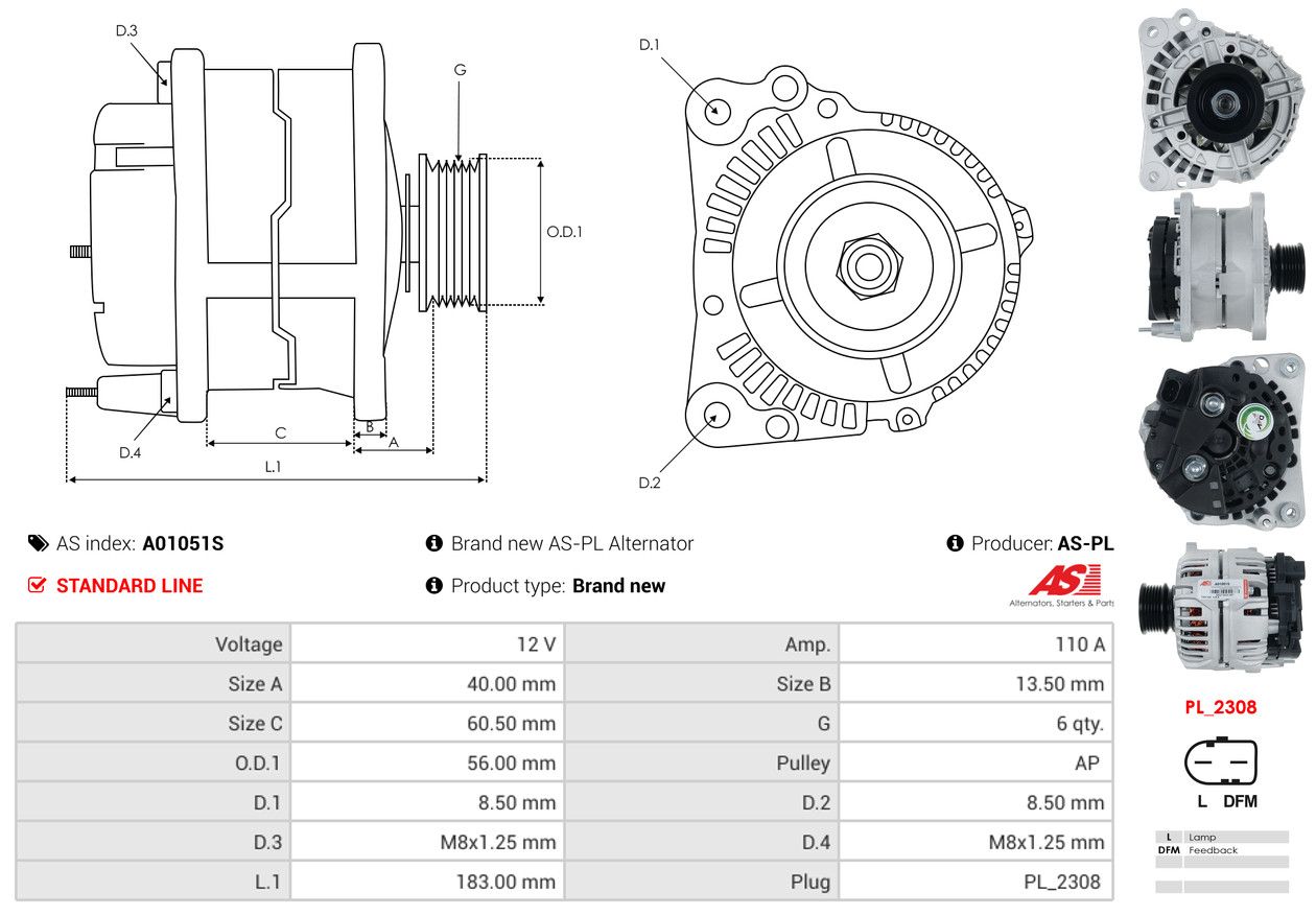 ALTERNATOR SEAT: IBIZA III (6L1) 1.4 16V,VW: BORA I (1J2) 1.6 16V, BORA I (1J2) - A01051S AS-PL – Image 5