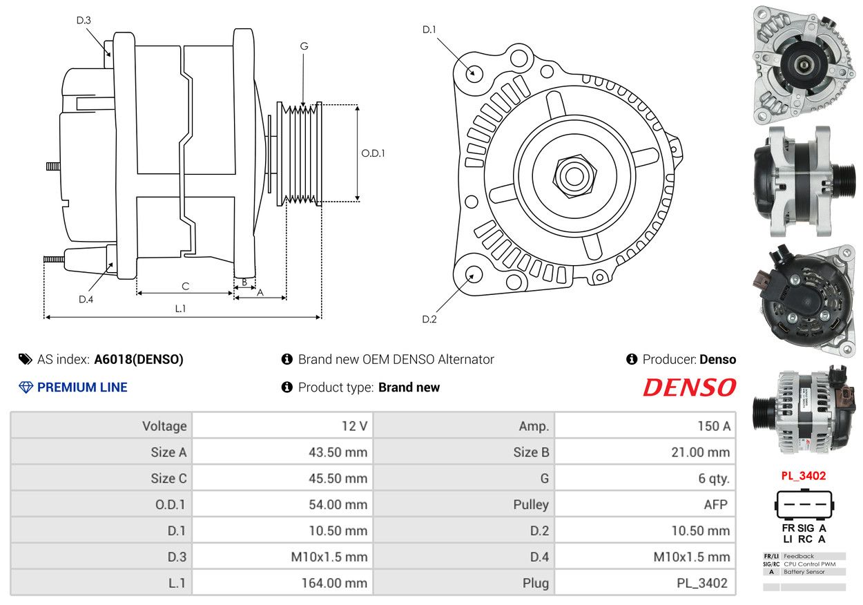Alternateur - A6018(DENSO) AS-PL – Image 5