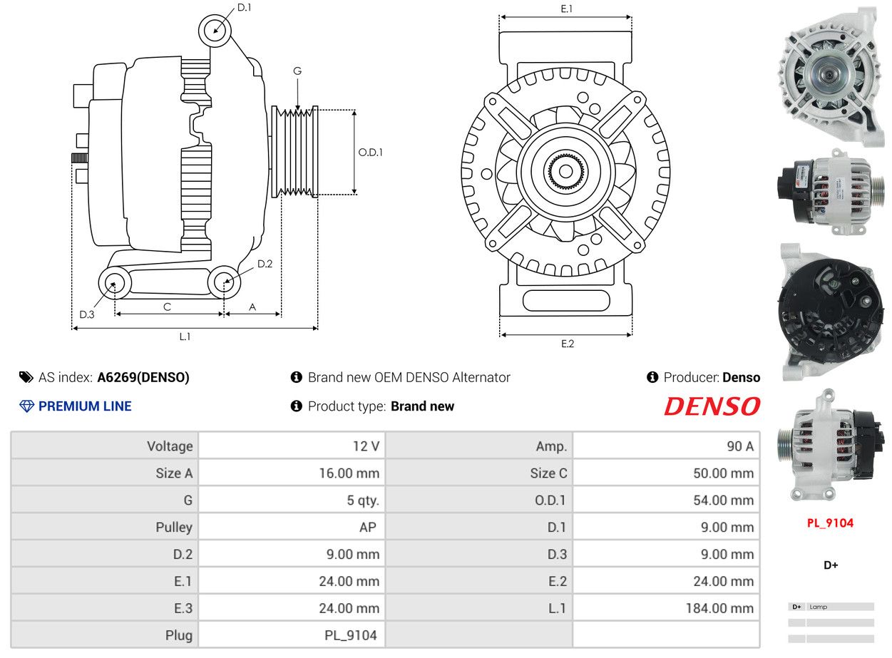 Alternateur - A6269(DENSO) AS-PL – Image 5