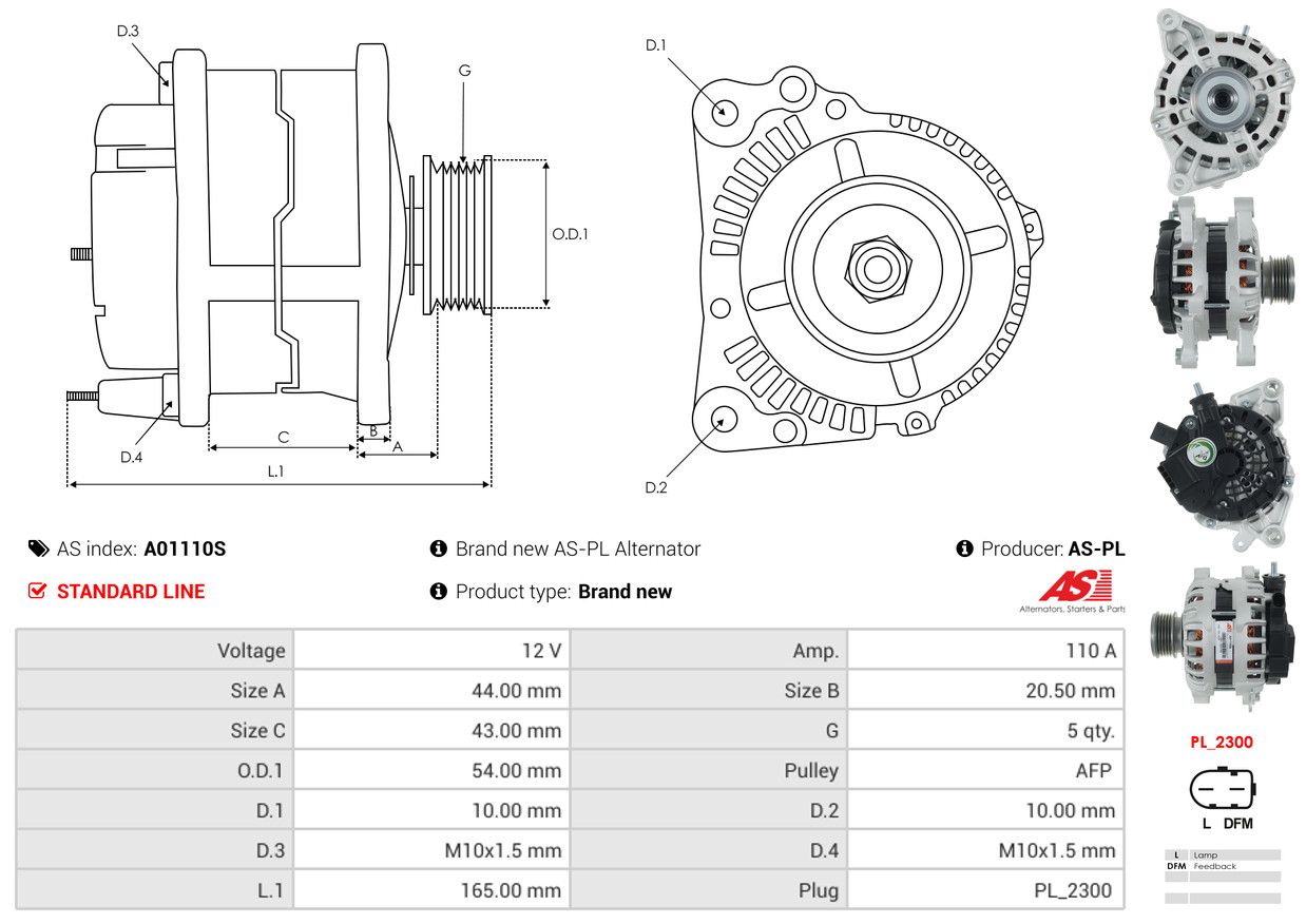 ALTERNATOR FIAT: ARGO (358_) 1.3 FLEX, CRONOS (359_) 1.3, MOBI (341) 1.0 17- - A01110S AS-PL – Image 5