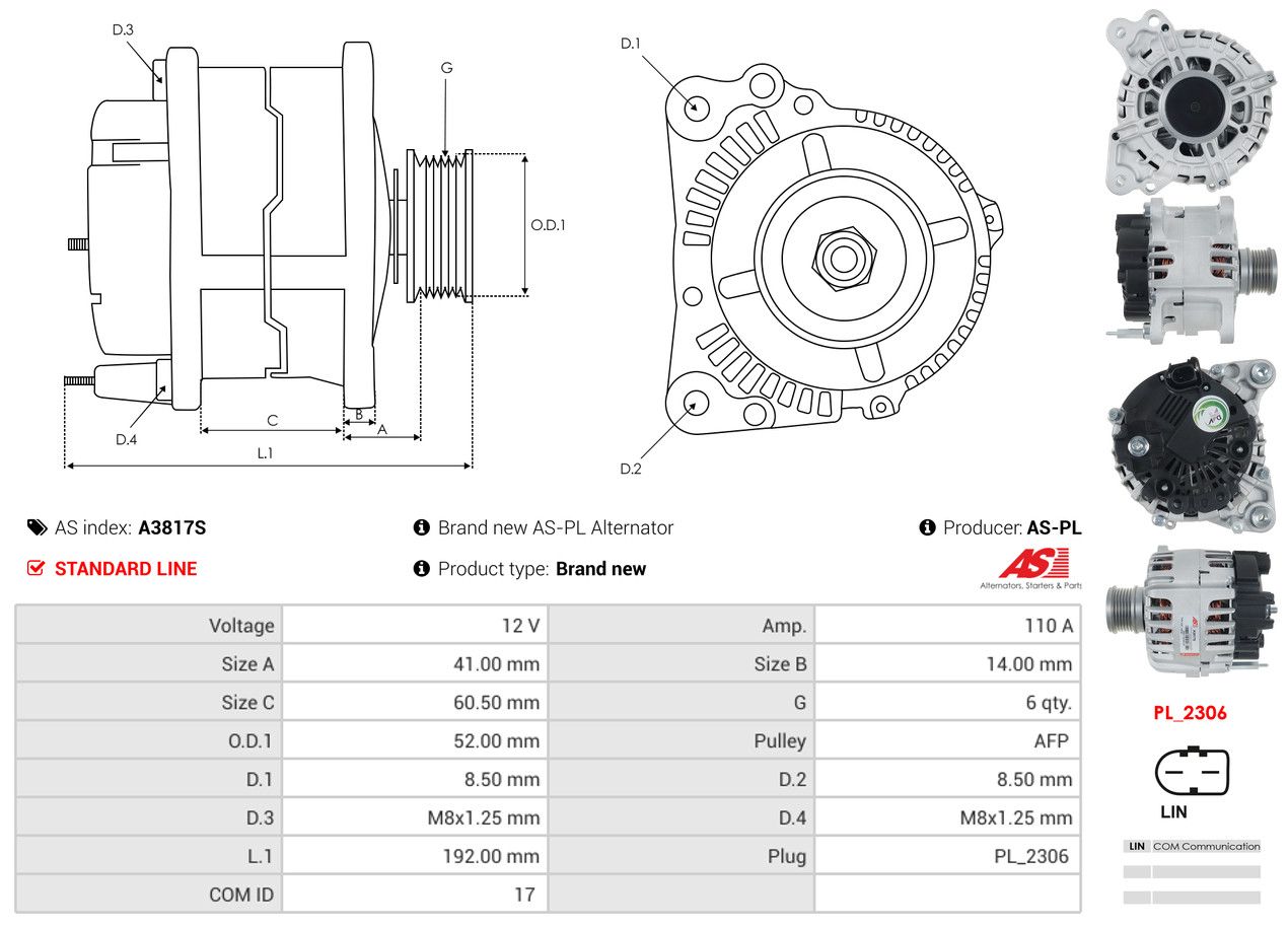 ALTERNATOR SEAT: ARONA (KJ7, KJP) 1.6 TDI, IBIZA V (KJ1,VW: POLO VI (AW1, BZ1, A - A3817S AS-PL – Image 5