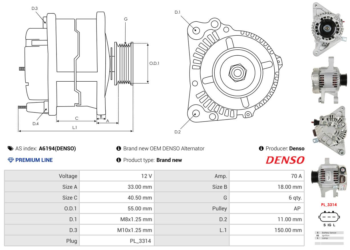 Alternateur - A6194(DENSO) AS-PL – Image 5