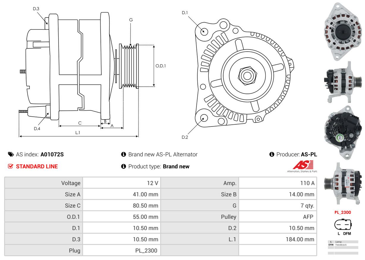 ALTERNATOR FIAT: DUCATO BUS (250_) 110 MULTIJET 2,3 D, DUCATO BUS (250_) 130 MUL - A01072S AS-PL – Image 5