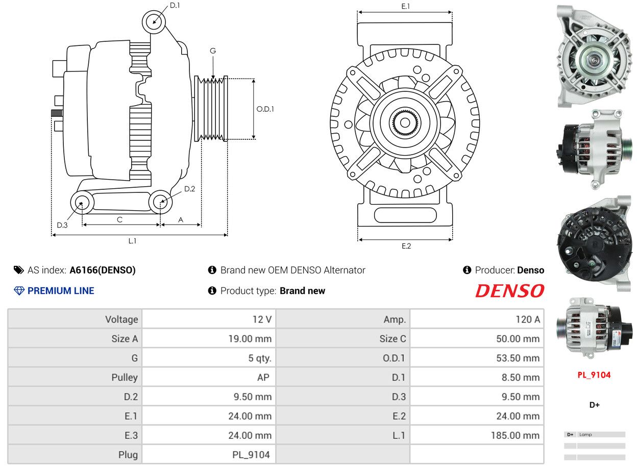 Alternateur - A6166(DENSO) AS-PL – Image 5