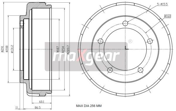 Tambour de frein - 19-2305 - MAXGEAR – Image 3